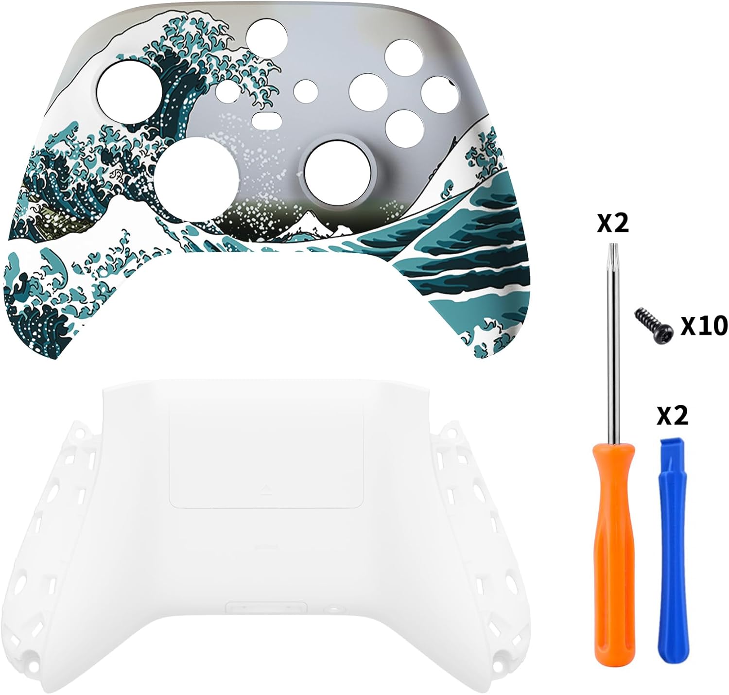 eXtremeRate Custom The Great Wave Patterned Shell for Xbox Series X|S + Bottom Shell for Xbox Series X/S Controller