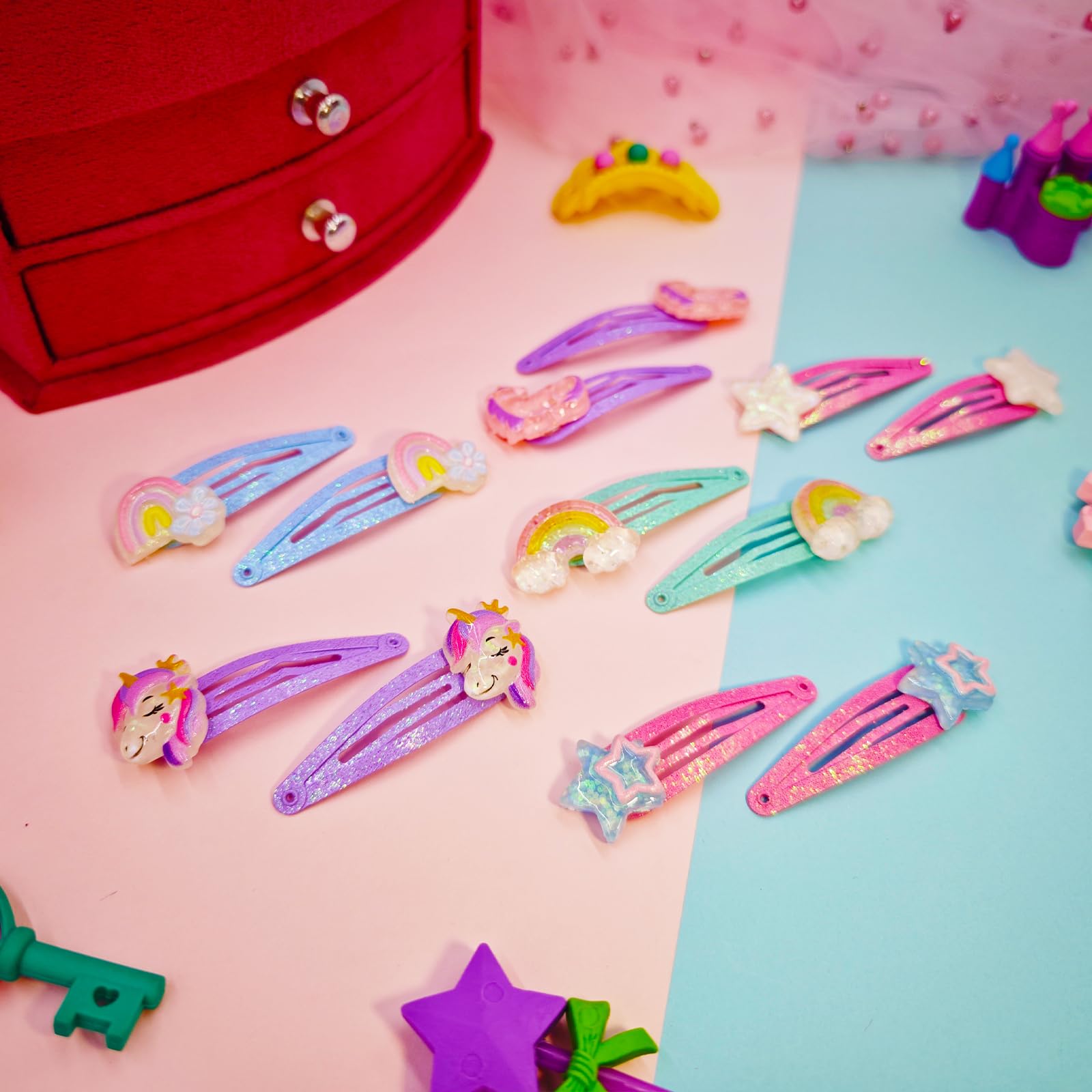 PinkSheep Hair Clips Barrettes for Girls Kids 6 works/12 Pcs Hair Pins - Image 3