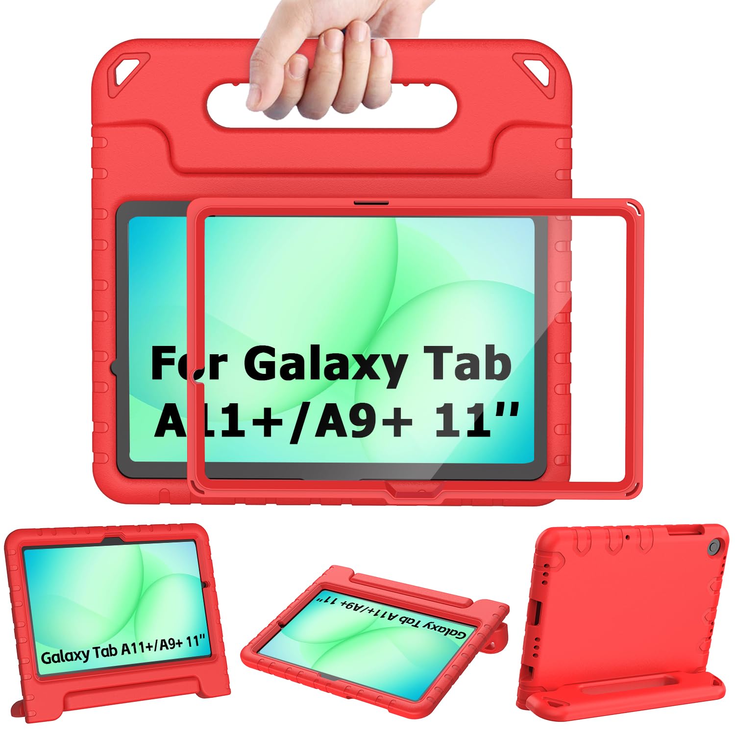 AVAWO Shockproof Kids Case for Samsung Galaxy Tab A11+ Plus/A9+ Plus 11 inch with Built-in Screen Protector,Red