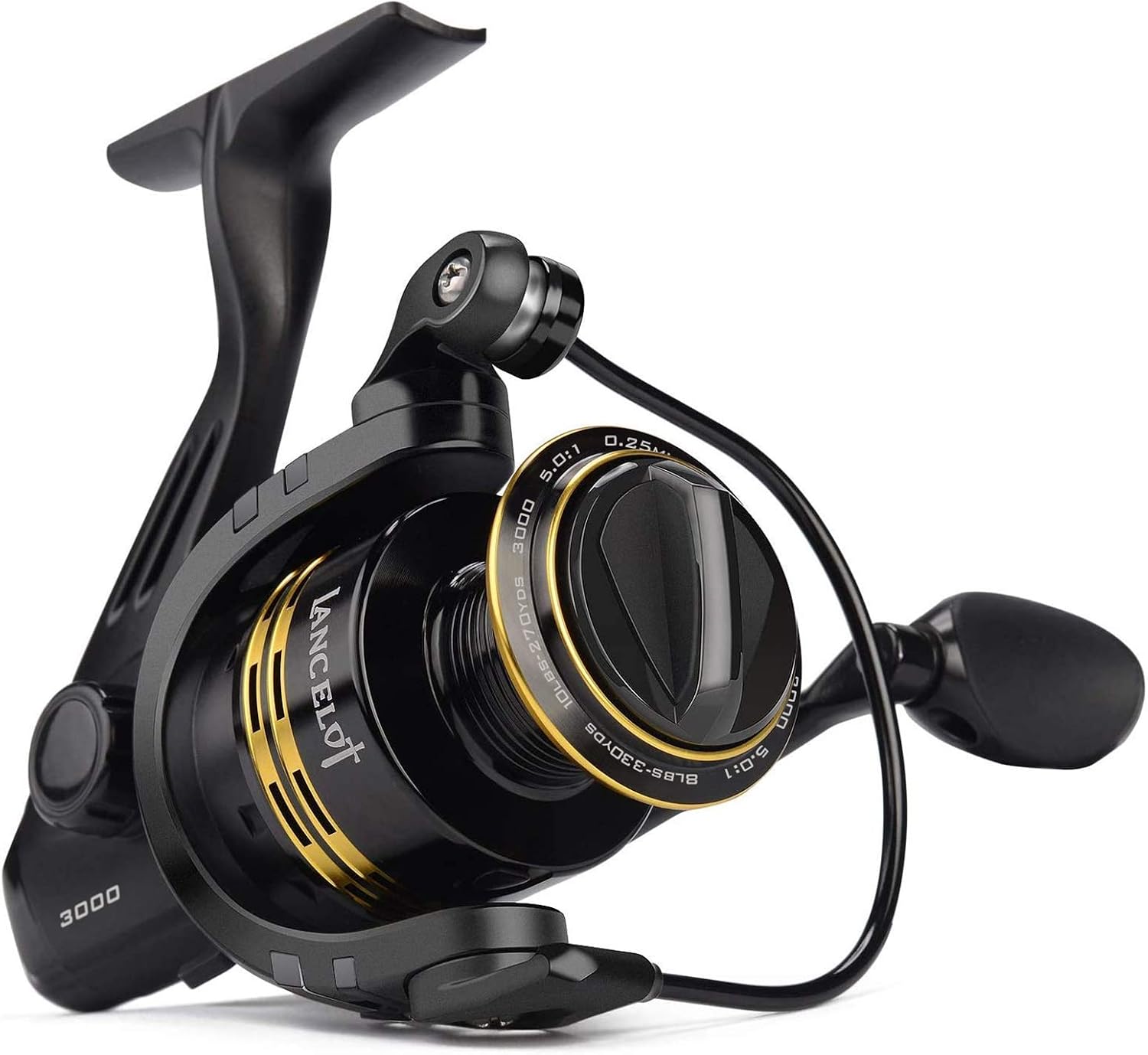 KastKing Lancelot Spinning Reel, Freshwater Fishing Reel, 5+1 Steel Ball Bearings, Up to 17.5lbs of Smooth Drag, High-Capacity Aluminum Spools, Aluminum Handle.