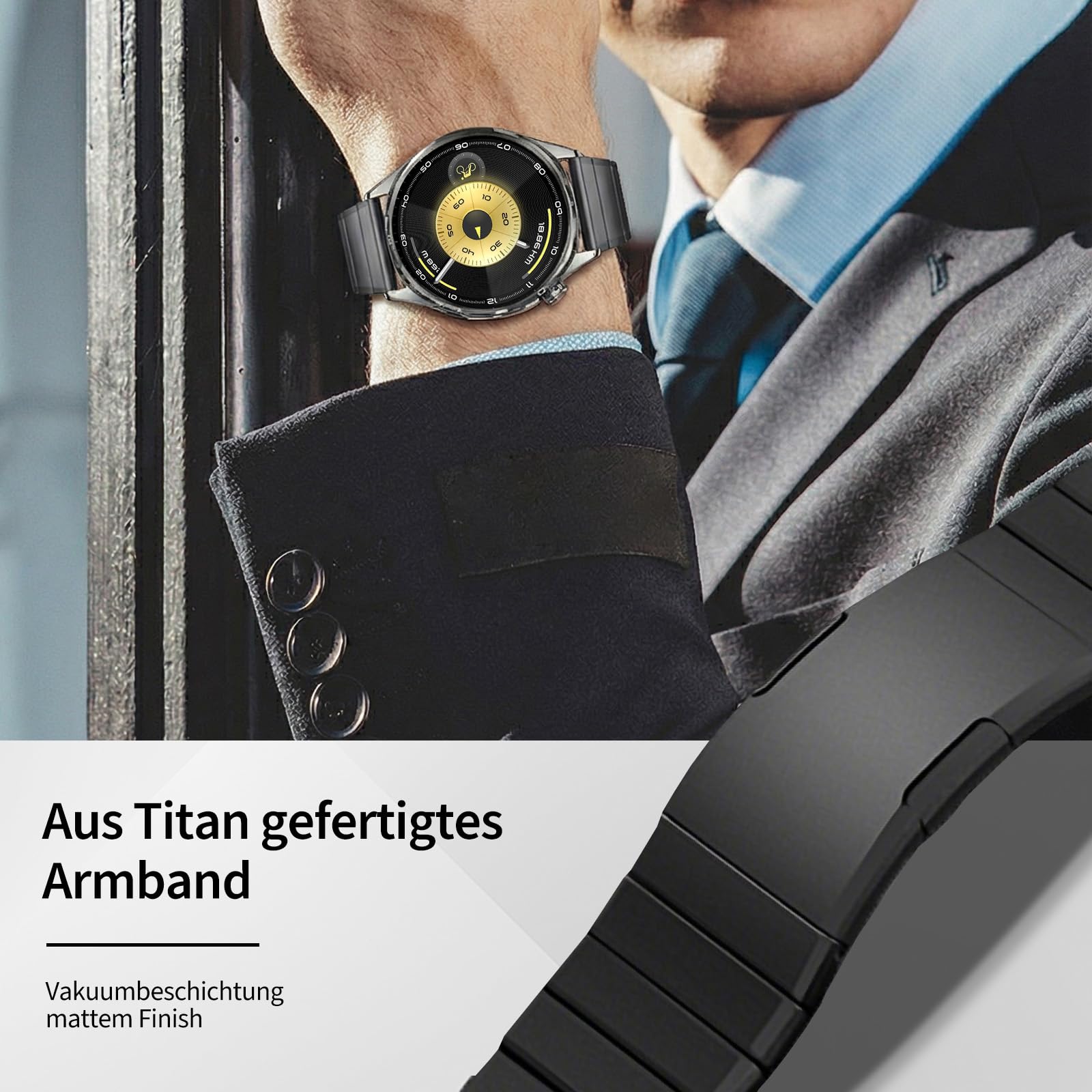 Titan Link Uhrband Kompatibel mit Huawei Watch GT 6 Pro Armband Metall GT 7 GT6 GT5 GT4 GT3 46mm Ultimate 22mm Metallarmband für GTR 4, Bip 6, Venu 2/3 / 4 45mm, Vivoactive 4 Band