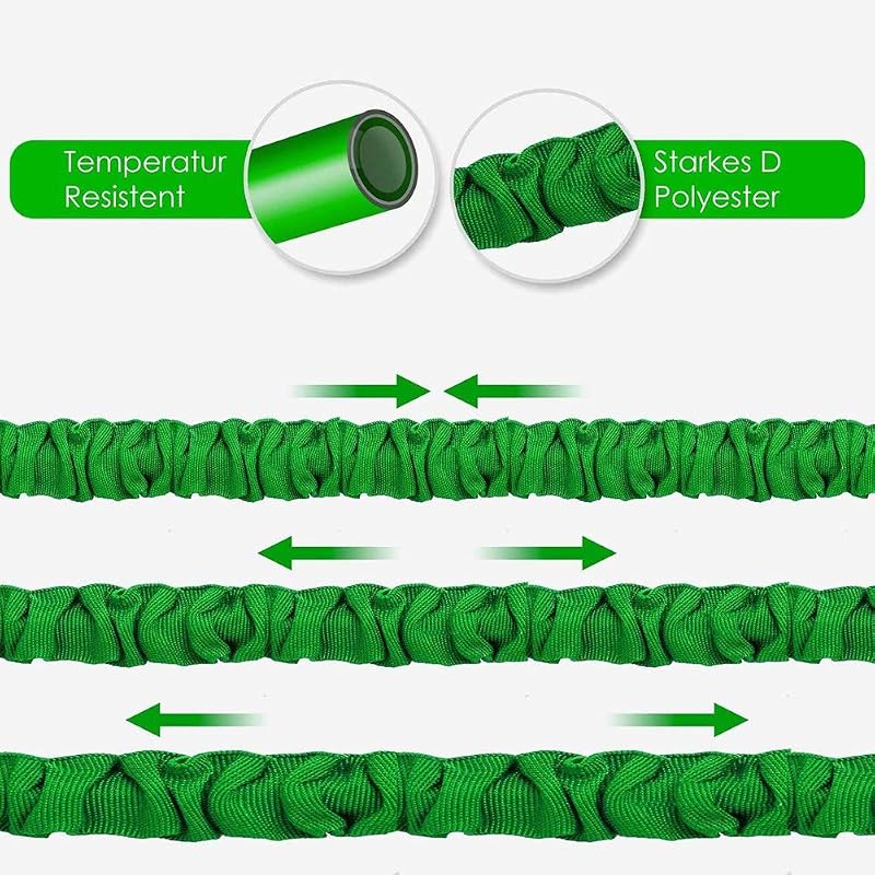 HGLCM Bővíthető Kerti Locsolótömlő 8-Funkciós Szórópisztollyal - 15m Zöld Flexibilis Magic Hose, Szivárgásmentes, Könnyű Tárolás
