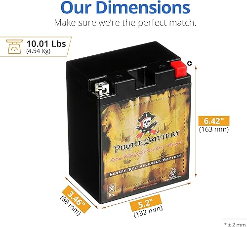 Miniatura 38 de Pirate Battery YTX7A-BS 12V 90 CCA AGM - Batería de 6 Ah sin mantenimiento para ATV, scooter, motocross, ciclomotor, terminal de tuerca y perno T3