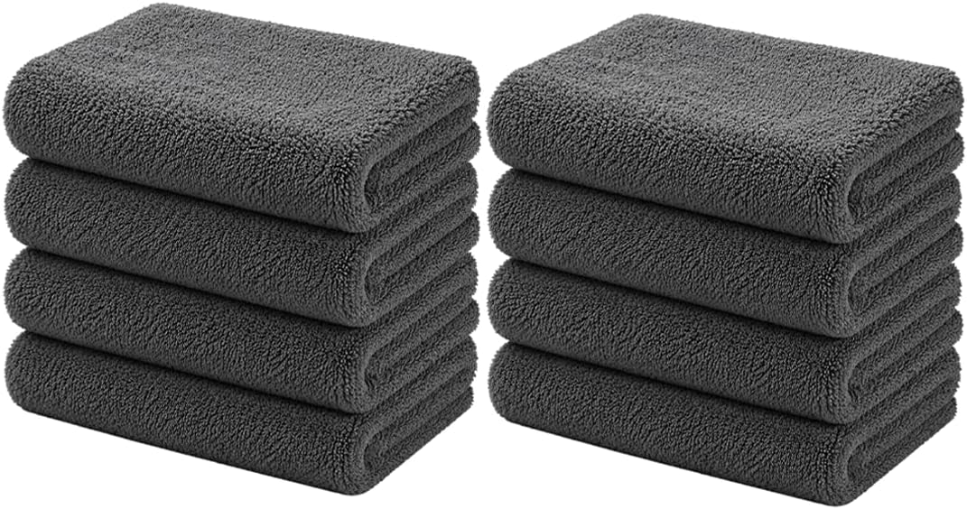 CAR101 Microfiber Cleaning Cloth 550 GSM - (40x40cm) | Multipurpose | Lint-Free | Super Soft & Highly Absorbent | Microfiber Towel for Car, Bike & Household Cleaning - (Pack of 8, Grey)