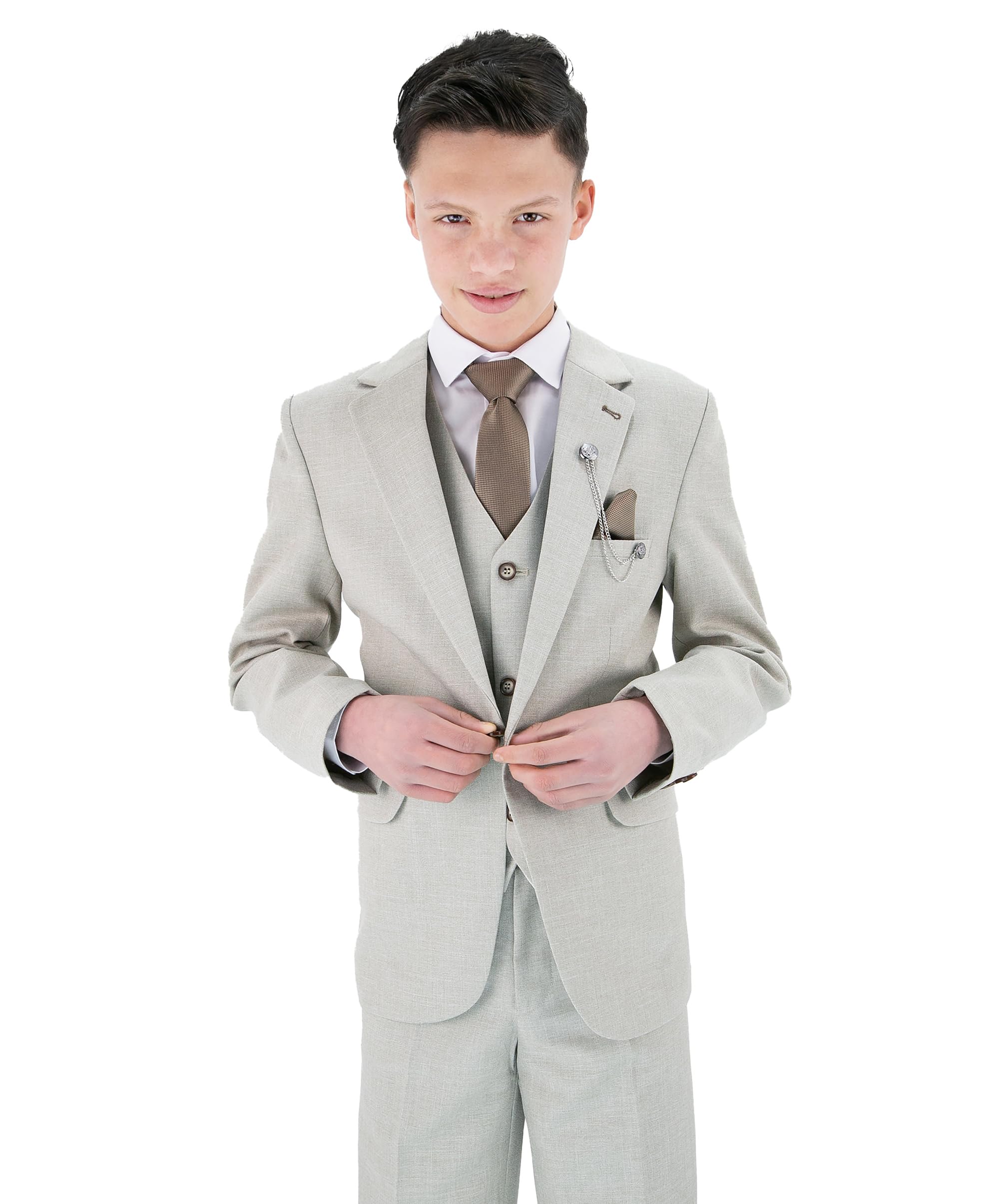 Chłopięcy teksturowany 8-częściowy strój formalny – zestaw slim fit dla Pageboy, na ślub, komunię, wiek 1-16 lat