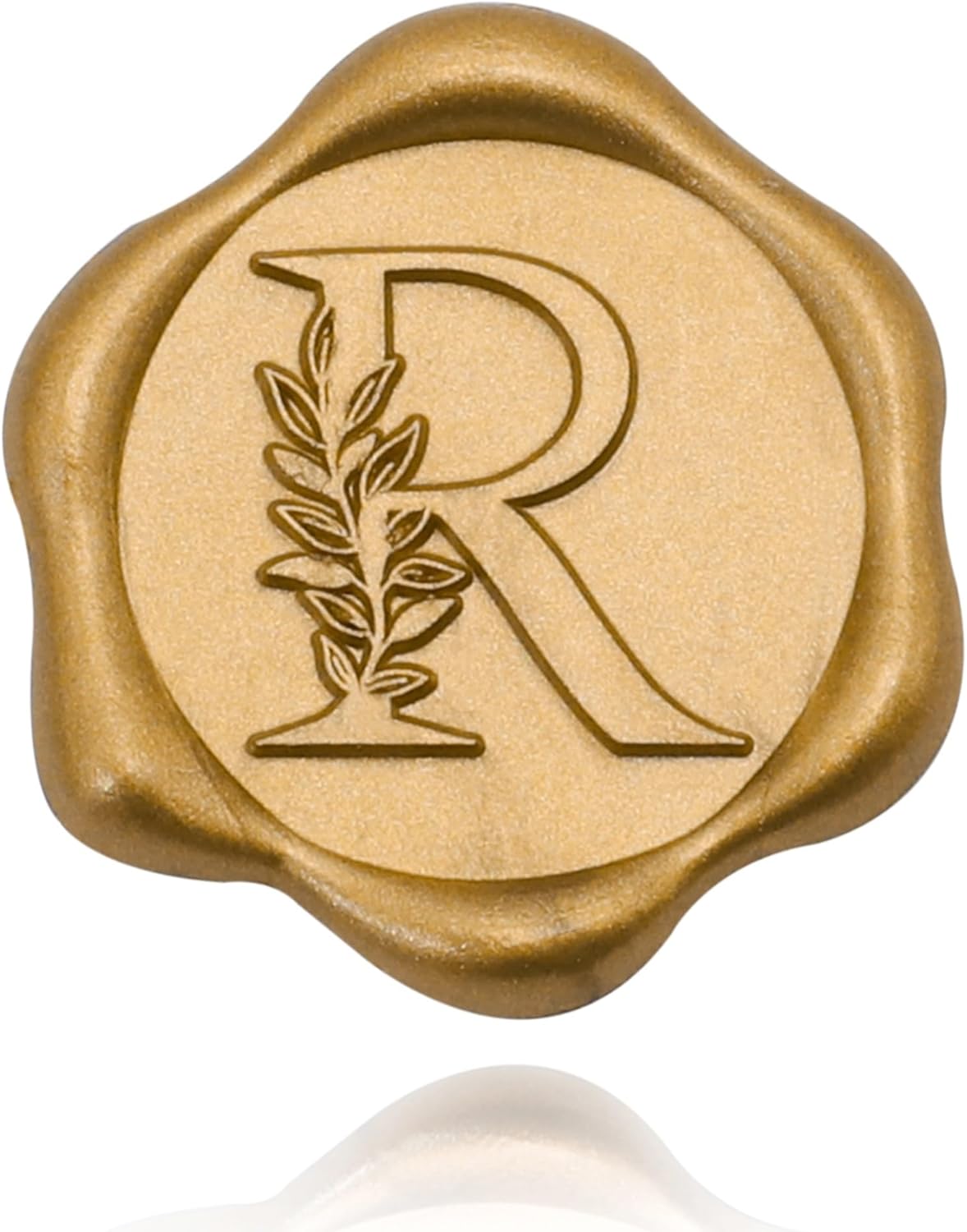 SWANGSA 200 Pack Letter R Wax Seal Stickers, Antique Gold Botanical Leaves Initial Alphabet Self-Adhesive Wax Stickers for Wedding Party Invitation Envelope