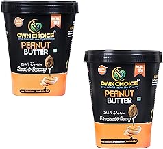 OwnChoice Peanut Butter, Sweet & Creamy and Unsweetened & Creamy, 1kg Each | Pack of 2 | High Protein | High Fibre 11.1g | 100% Vegan | No Artificial Flavor | Zero Palm Oil