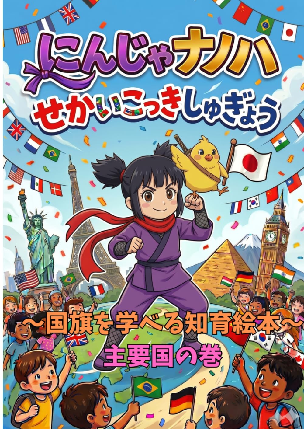 にんじゃナノハせかいこっきしゅぎょう: 国旗を学べる知育絵本-主要国の巻