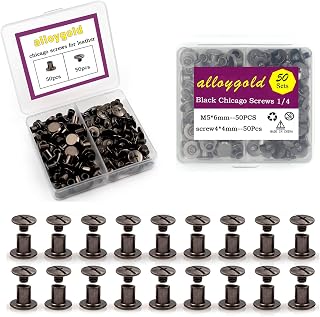 50 Sets M5*6 Gun Black Chicago Screw Kit Leather Rivets Screw Rivets Chicago Screw Buttons DIY Leather Trim