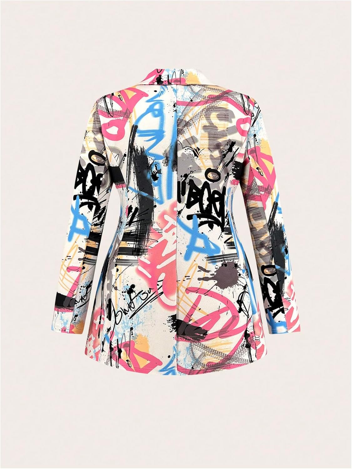 Floerns Women's Plus Size Graphic Long Sleeve Blazers Lapel Collar Casual Suit Jackets - Image 2