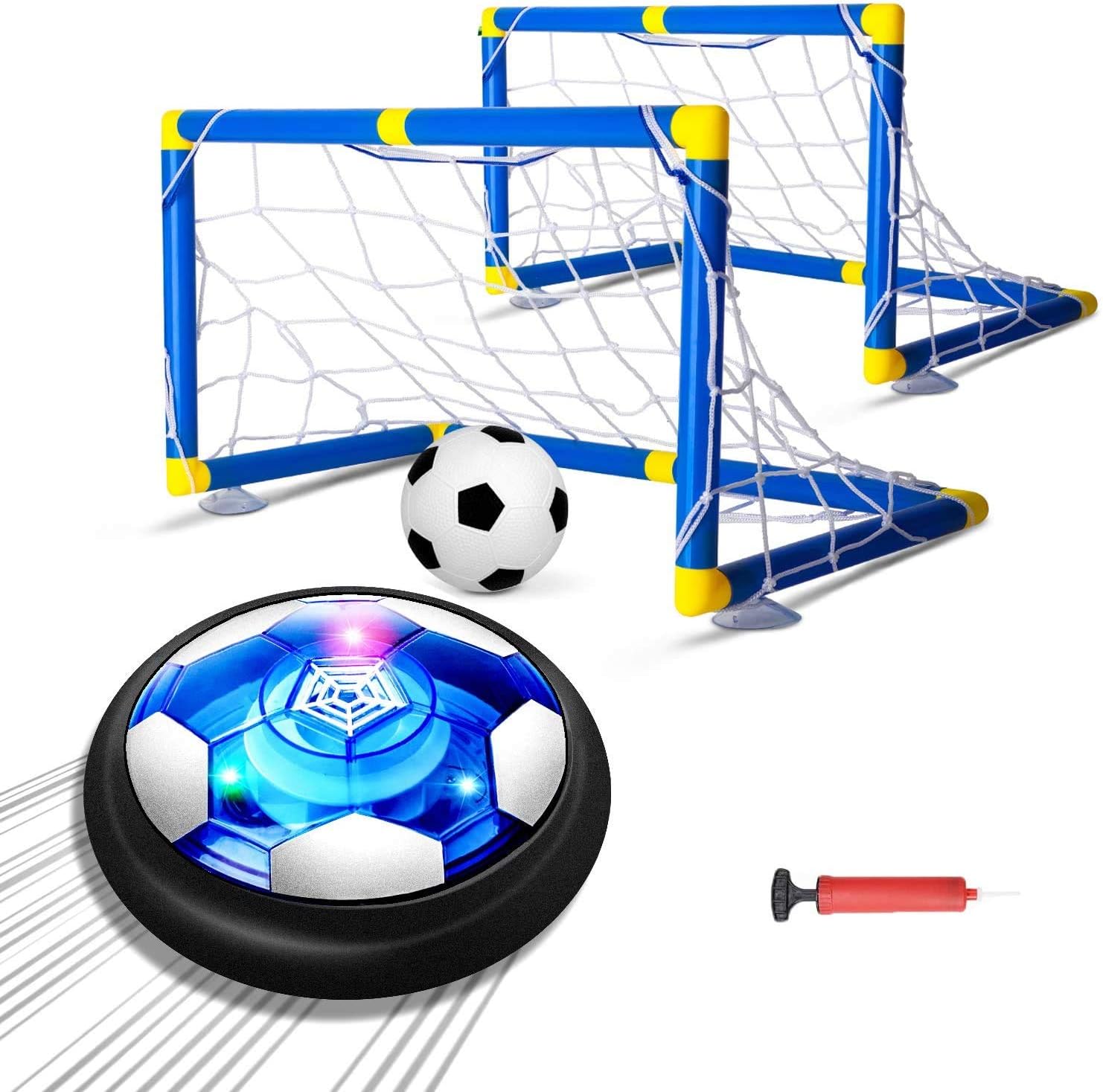 Kids Toys Hover Soccer Ball Set with 2 Goals, Air Soccer with LED Light, USB Rechargeable Floating Soccer Ball with Foam Bumper for Indoor Outdoor Sports Ball Game, Football Toy for Boy Girl Best Gift: Toys & Games