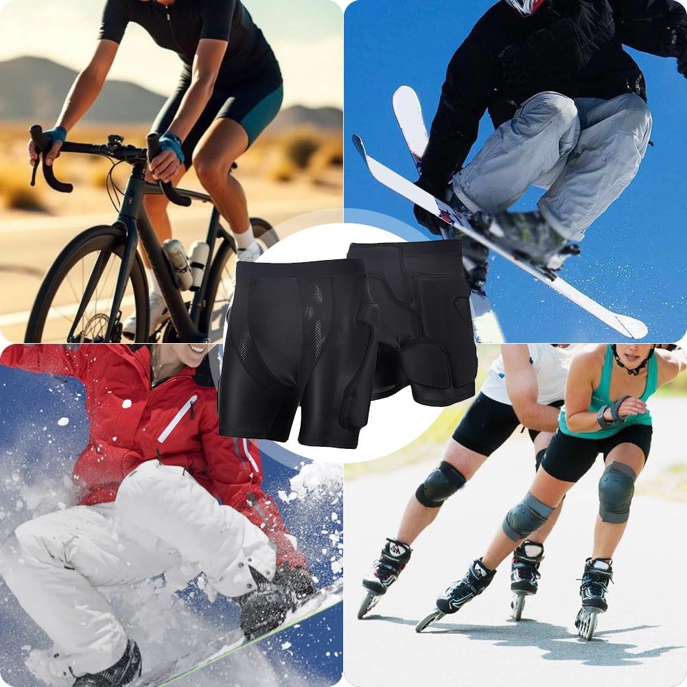 Męskie i damskie spodenki narciarskie z ochroną bioder z wyściółką EVA do snowboardu, jazdy na łyżwach, sportów zimowych na świeżym powietrzu, czarne