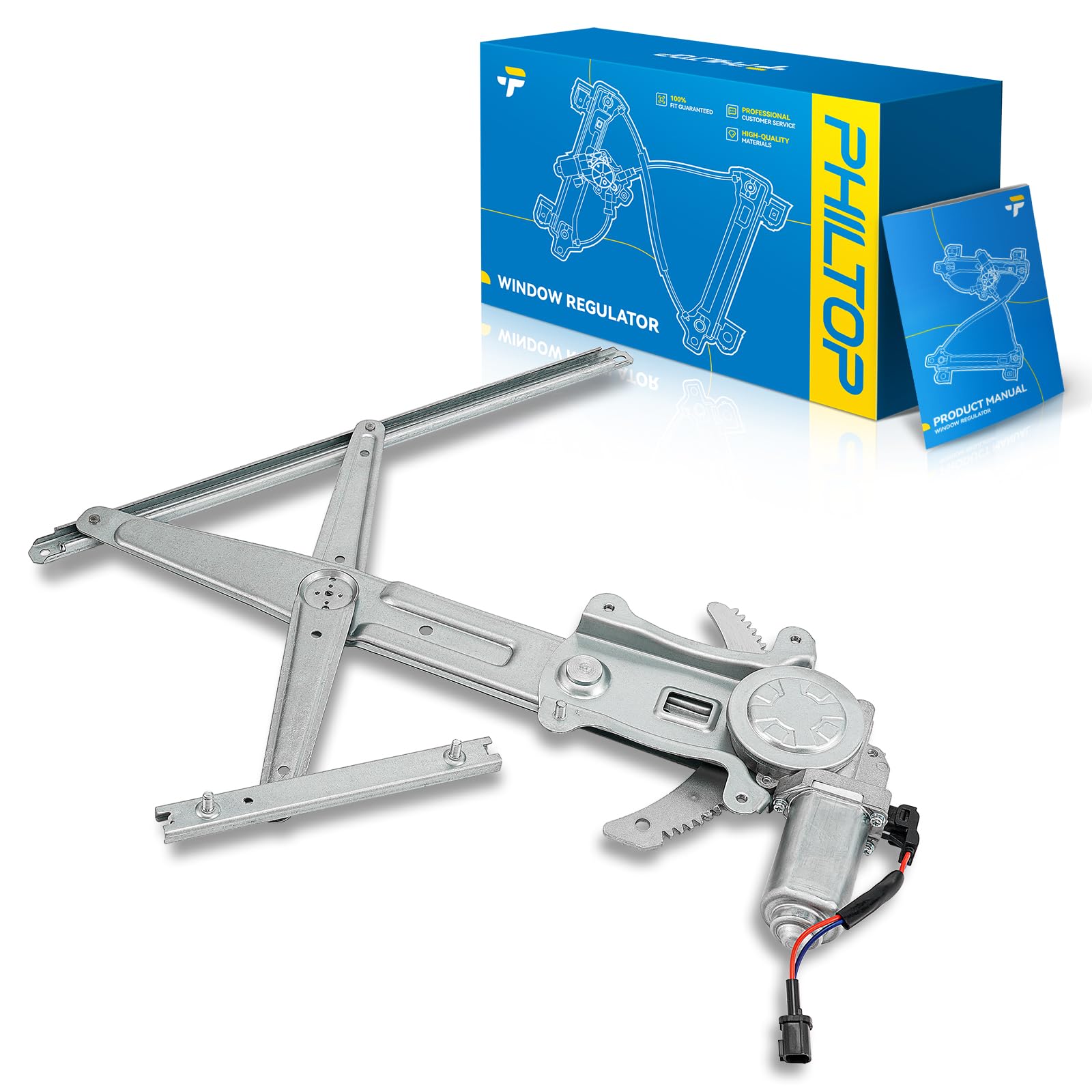 PHILTOP 741-014 Front Left Driver Side Power Window Regulator and Motor Fit for 2004-2012 Chevrolet Colorado,2004-2012 GMC Canyon,2007-2008 Isuzu i-290, 2006 i-280,2007-2008 i-370,2006 i-350,2 Pins