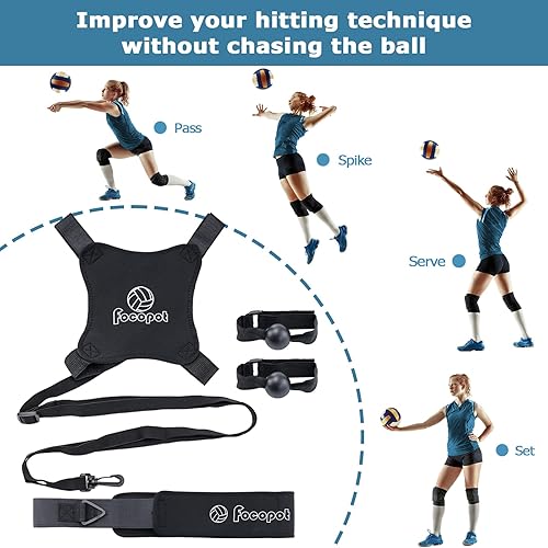 Miniatura 2 de Equipo de entrenamiento de voleibol, entrenador de voleibol en solitario para practicar servir, pinchar, establecer y pasar, regalo perfecto para