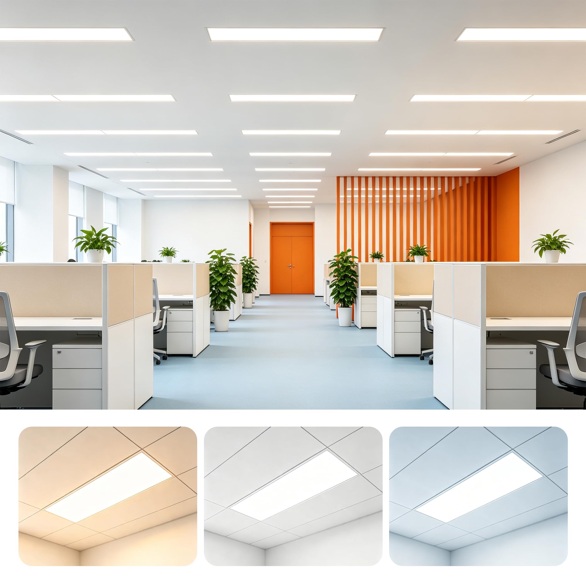 LED Panel 120x30 LED Deckenleuchte Flach 36W 4320LM Bürolampe 3CCT