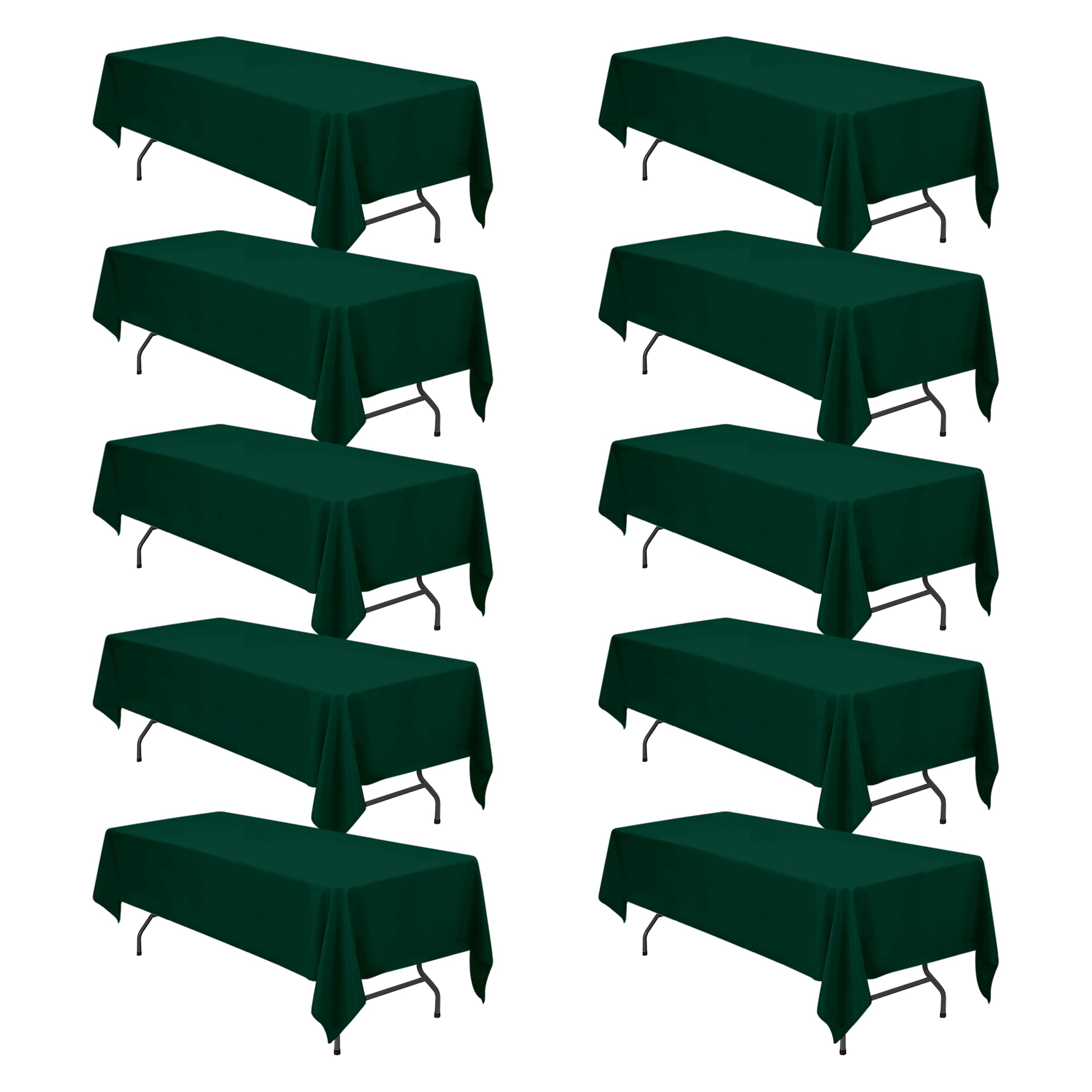BRILLMAX 10 Pack Hunter Green Tablecloths 60x126 in for 8ft Rectangle Table