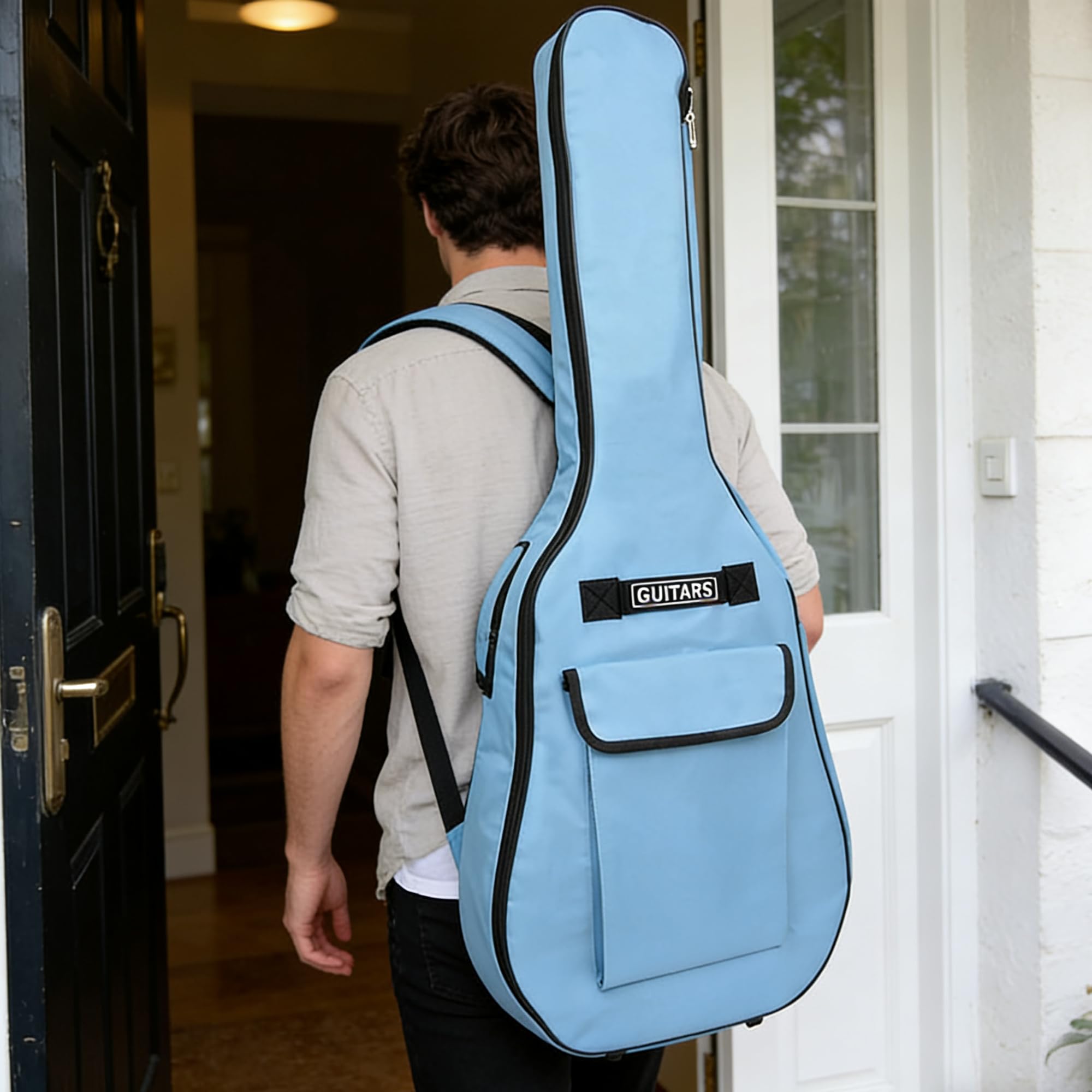 SUQ Borsa impermeabile Oxford per chitarra, 40/41pollici Custodia per Chitarra Classica, Chitarra Acustica in Tessuto Oxford con Tasca per Leggio Musicale, Doppia Cinghie da Spalla Regolabile (Rosso)