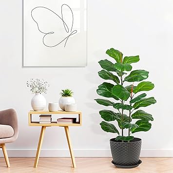 GAOMON 39inch Artificial Fiddle Leaf Fig Tree, Faux Ficus Lyrata, Potted Ficus Lyrata Faux Tree Fake Plant for Home Office Decoration