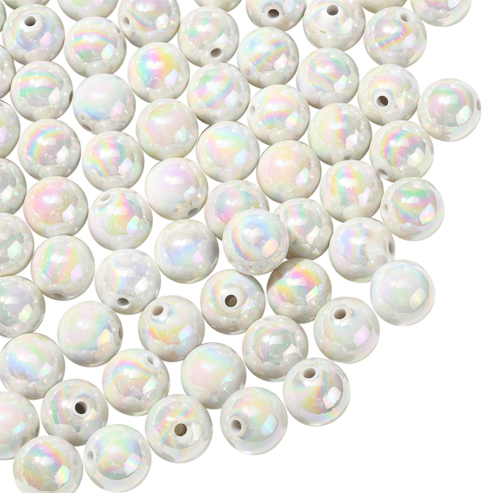 10 Pcs 20mm Matte Silver Acrylic Beads - Chunky Bubble Gum Beads For Jewelry Making & Crafts