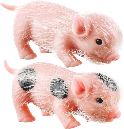 2 Pieces Silicone Pigs 5 Inch Mini Dolls Lifelike Whole