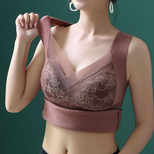 Miniatura 6 de Ropa interior térmica con forro polar para mujer, cuello en V, encaje, camiseta de compresión, chaleco cálido para invierno, capa base