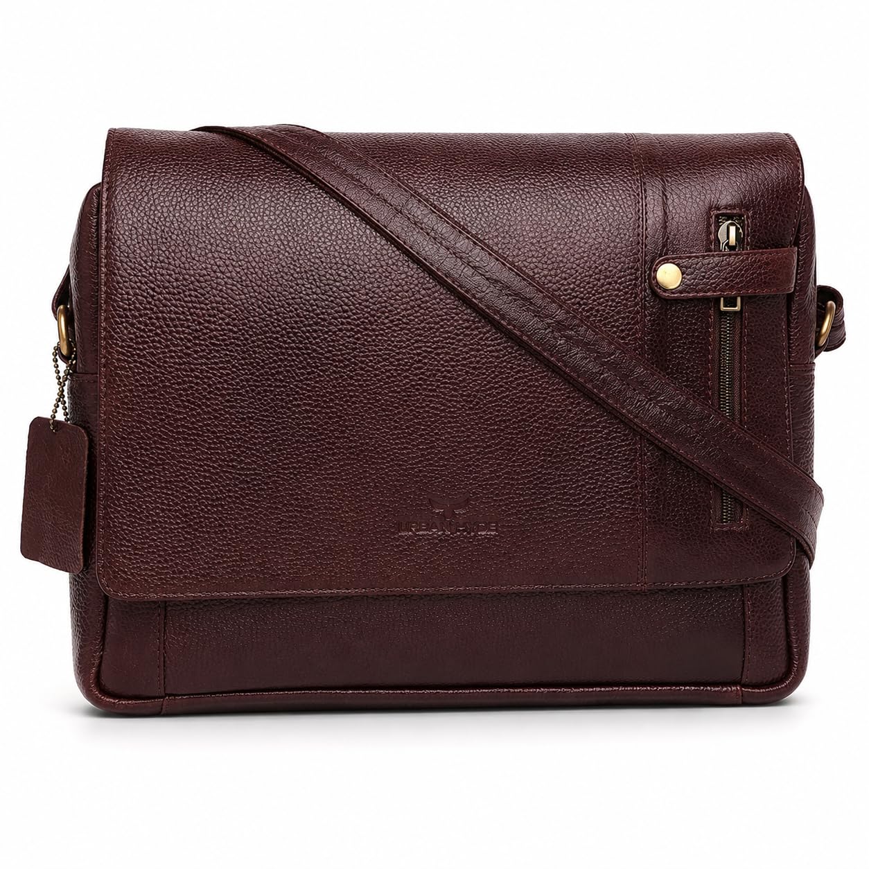 Leather 14.5 inches Brown Messenger Bag-image-32