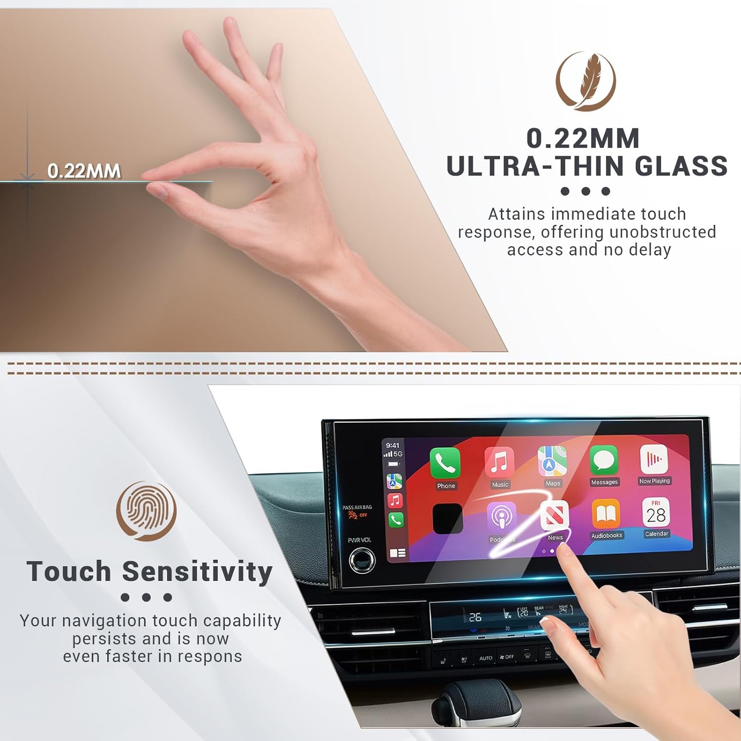 2025 Sienna Screen Protector Glass 12.3" for 2025 Toyota Sienna Main Infotainment Protector, 11.6" Rear Entertainment Screen Cover Climate Control Panel Screen Saver for 2025 Sienna Accessories 5 Pack