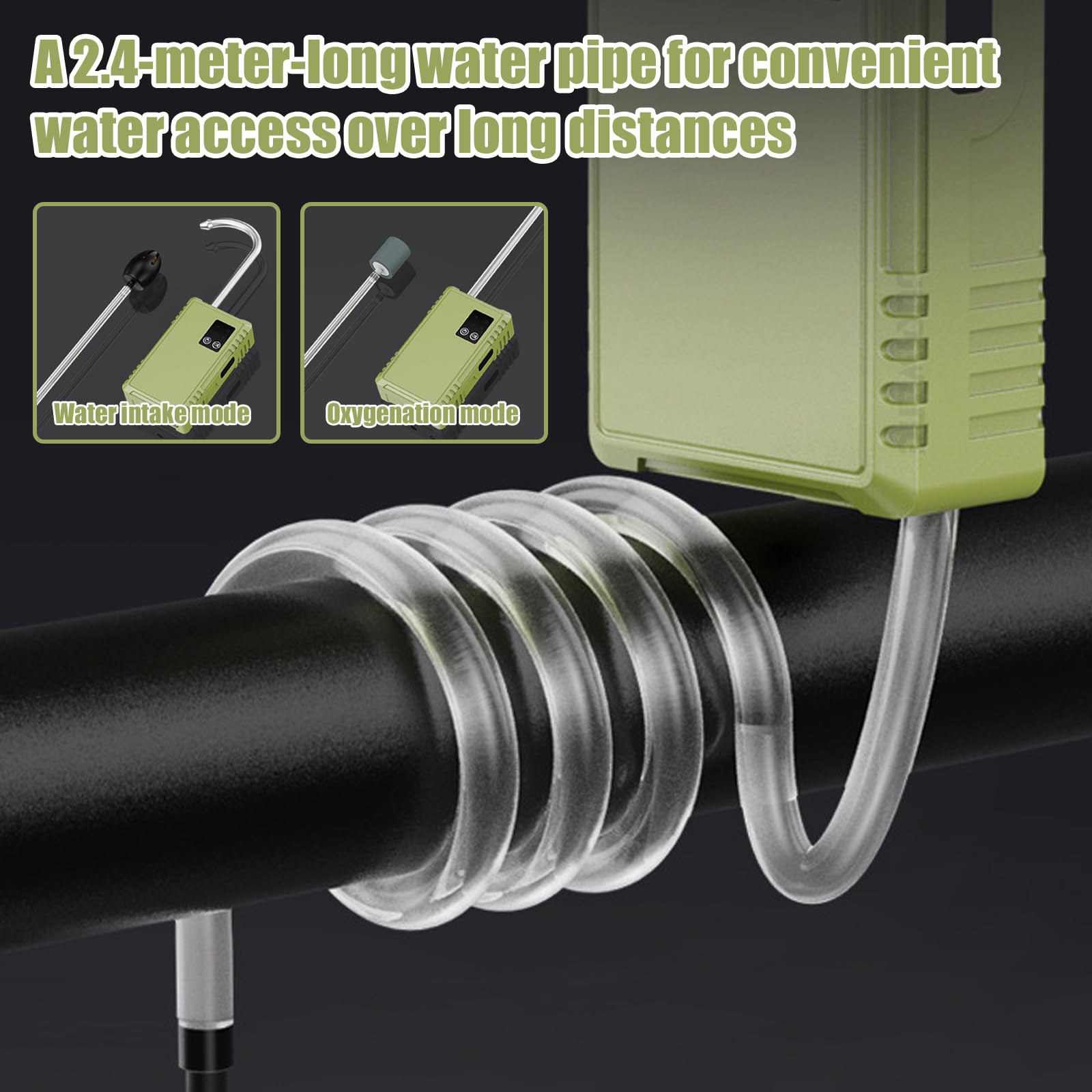 Aquarium Luftpumpe, Grüne Smart Sensor USB Sauerstoffpumpe, Multifunktional 3 Modi, Pumpen, Wasserbelüftung, Beleuchtung, Dreifache Filtration, USB Lade für Outdoor-Angeln und Aquarium