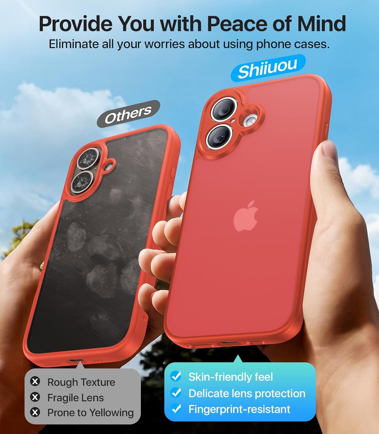 Shockproof for iPhone 16 Case, [Full Camera Protection] [Military-Grade Drop Protection] Protective Anti-Yellow Slim Translucent Matte Skin-Friendly for iPhone 16 Phone Case, Red - Image 7