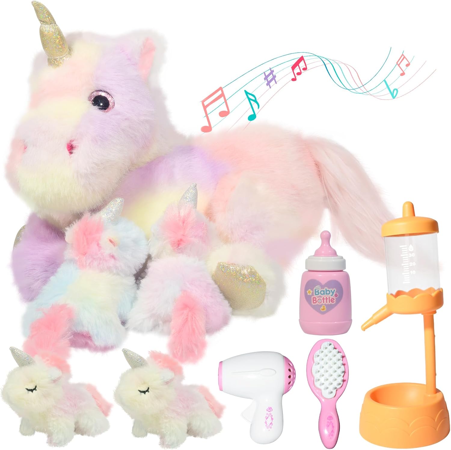 Nurturing Unicorn Stuffed Animal with 2 Plush Babies, Unicorn Baby Stuffed for Girls and Boys Plushy Mommy with Babyfor Birthday Party Favors Gifts
