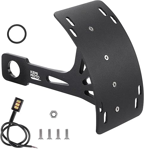 Miniatura 3 de KEMIMOTO Soporte de Placa de Matrícula de Motocicleta Universal Lateral Curvado Portaplaca para Sportster Softail Dyna Sport Bike Compatible con