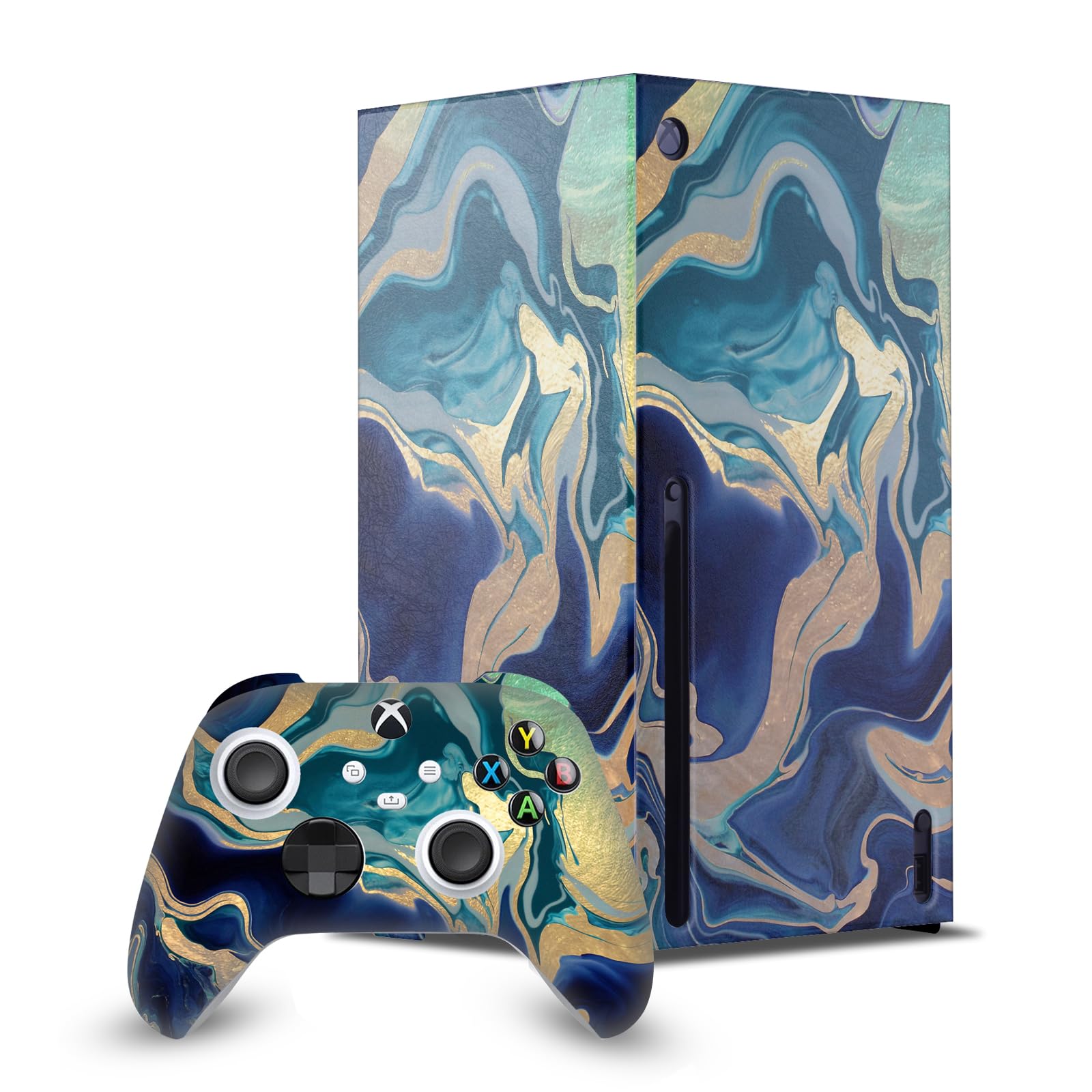 Head Case Designs Licenza Ufficiale Monika Strigel Indigo Mix Arte Pacchetto Console Da Gioco Wrap E Pelle Per Controller Compatibile con Xbox Series X