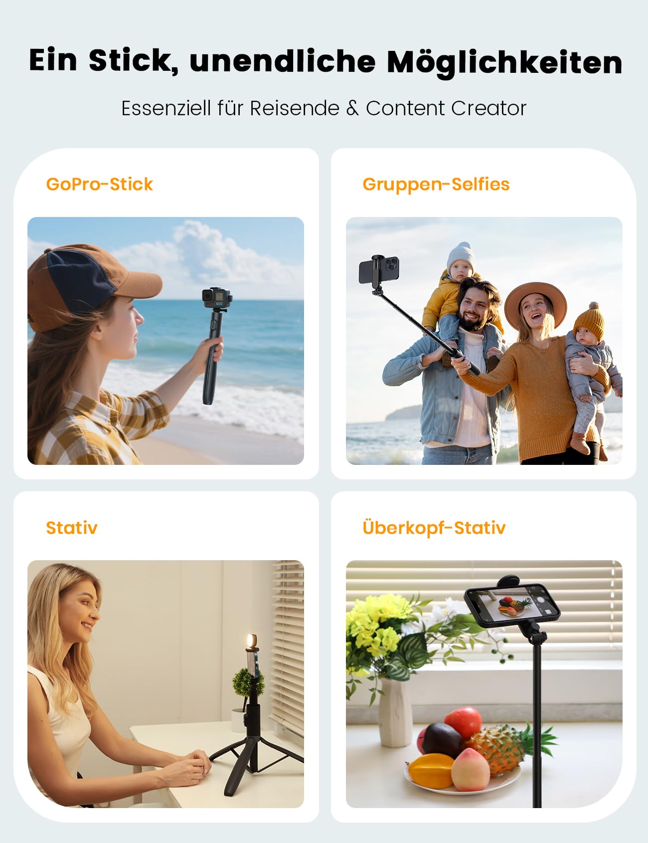ANXRE Handy Stativ mit Licht, NT99 172cm Selfie-Stick für Smartphone & Kamera, Lichtstativ für Videoaufnahmen, Handystativhalter Ständer Kompatibel mit Smartphone, Kamera, GoPro