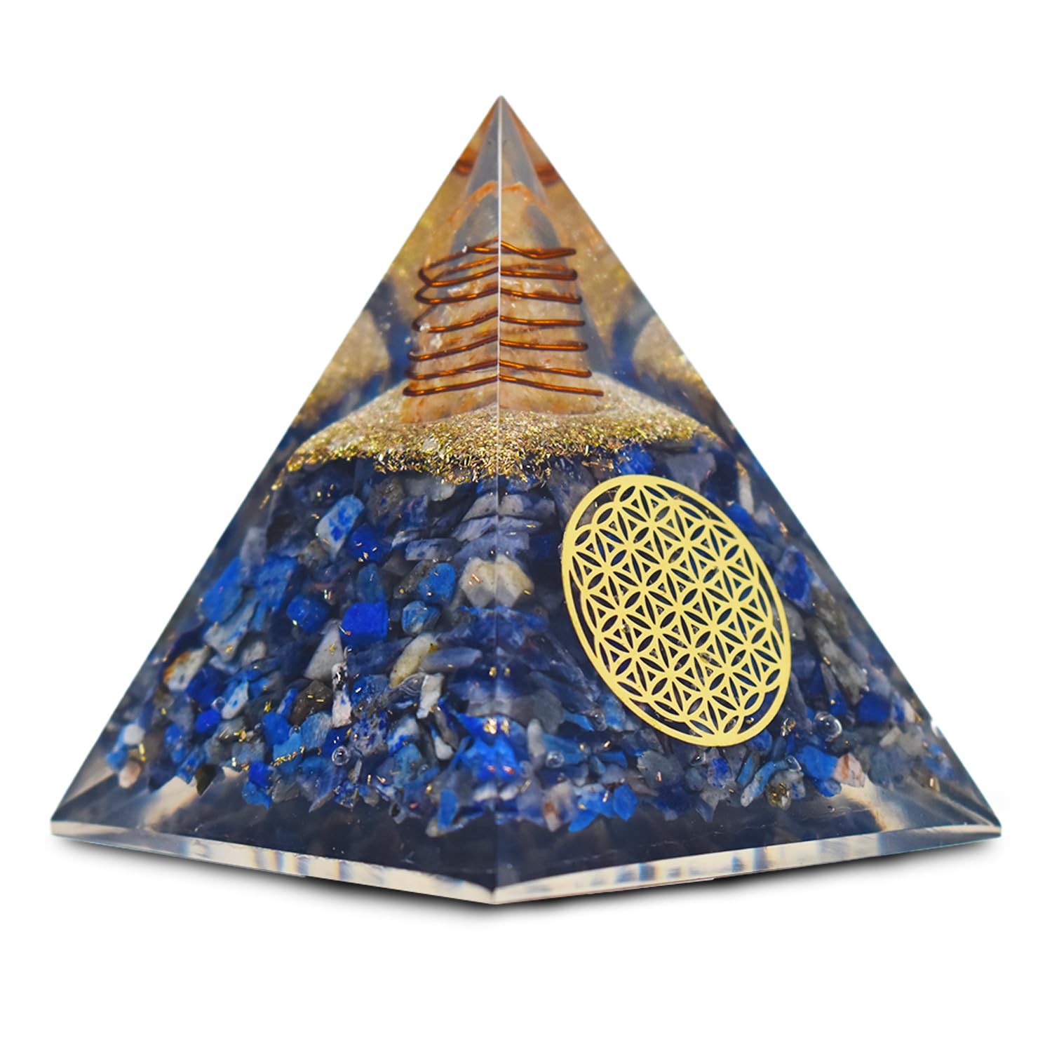 Amazon.com: Real Crystal Lapis Lazuli Orgonite Pyramid, Healing Crystal ...