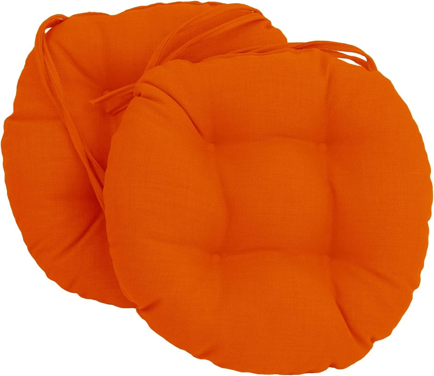 Blazing Needles Spun Polyester Solid Outdoor Round Tufted Chair Cushions Set, Set of 2, 16", Paprika