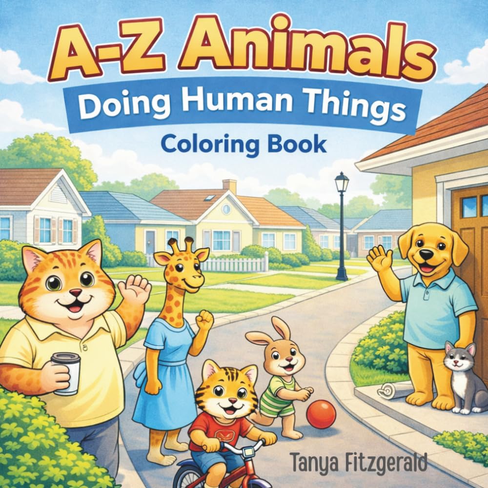 A-Z Animals Doing Human Things Coloring Book