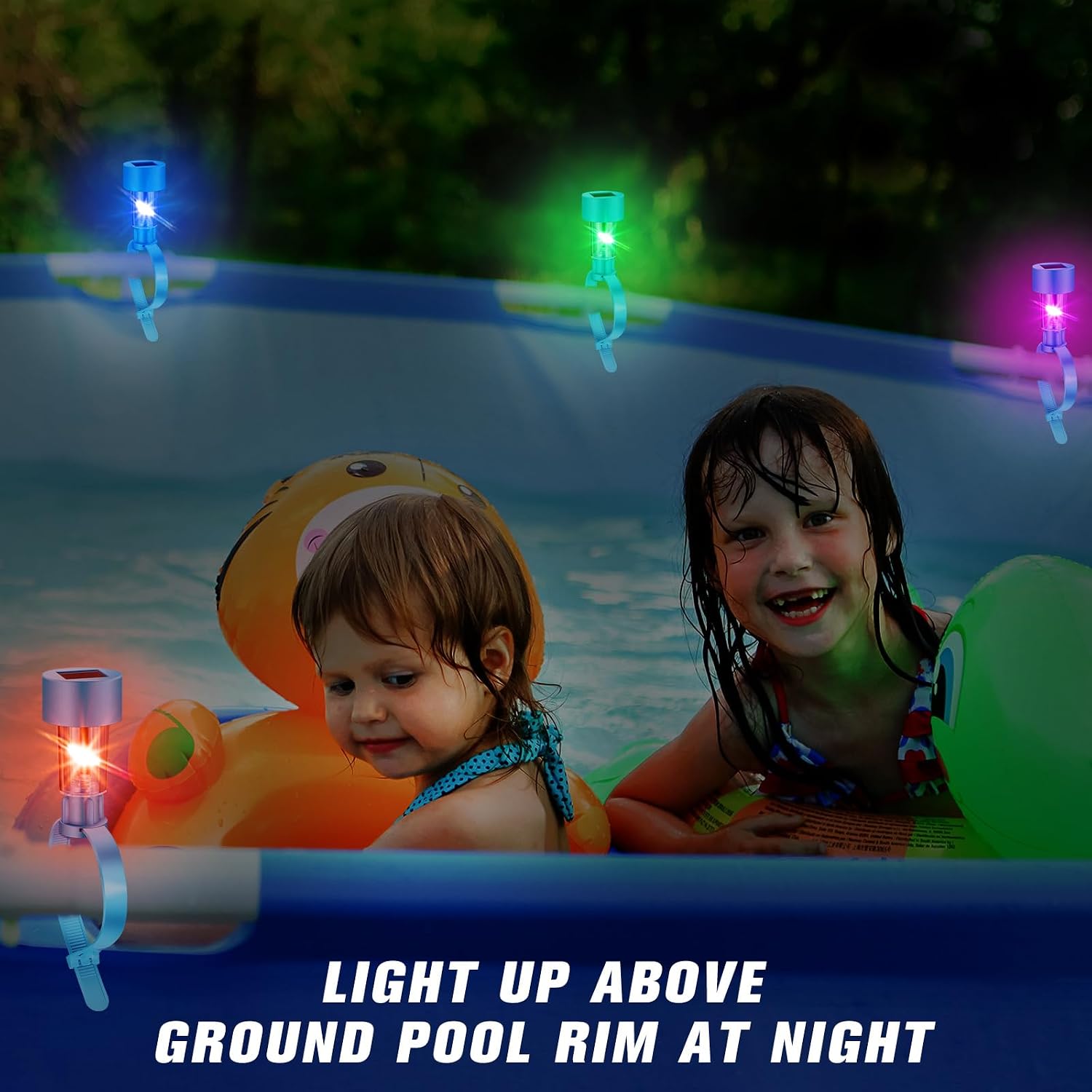 Tujoe 12 Pcs Pool Waterproof Solar Lights for Above Ground Pools Solar Pool Side LED Lights Frame Pool Decoration at Night for Swimming Pool Trampoline Outdoor Decor (Colorful Lights)