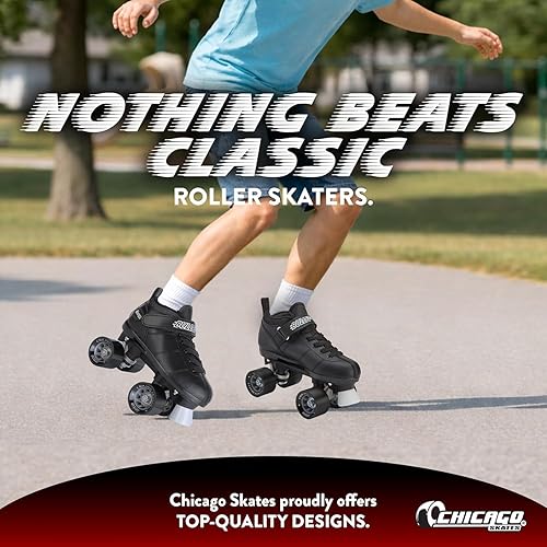 Miniatura 5 de Chicago Skates Bullet Speed Quad Roller Skates – Durable, Top Performance Indoor/Outdoor Youth Skate Shoes for Women & Men Beginner 62mm Urethane