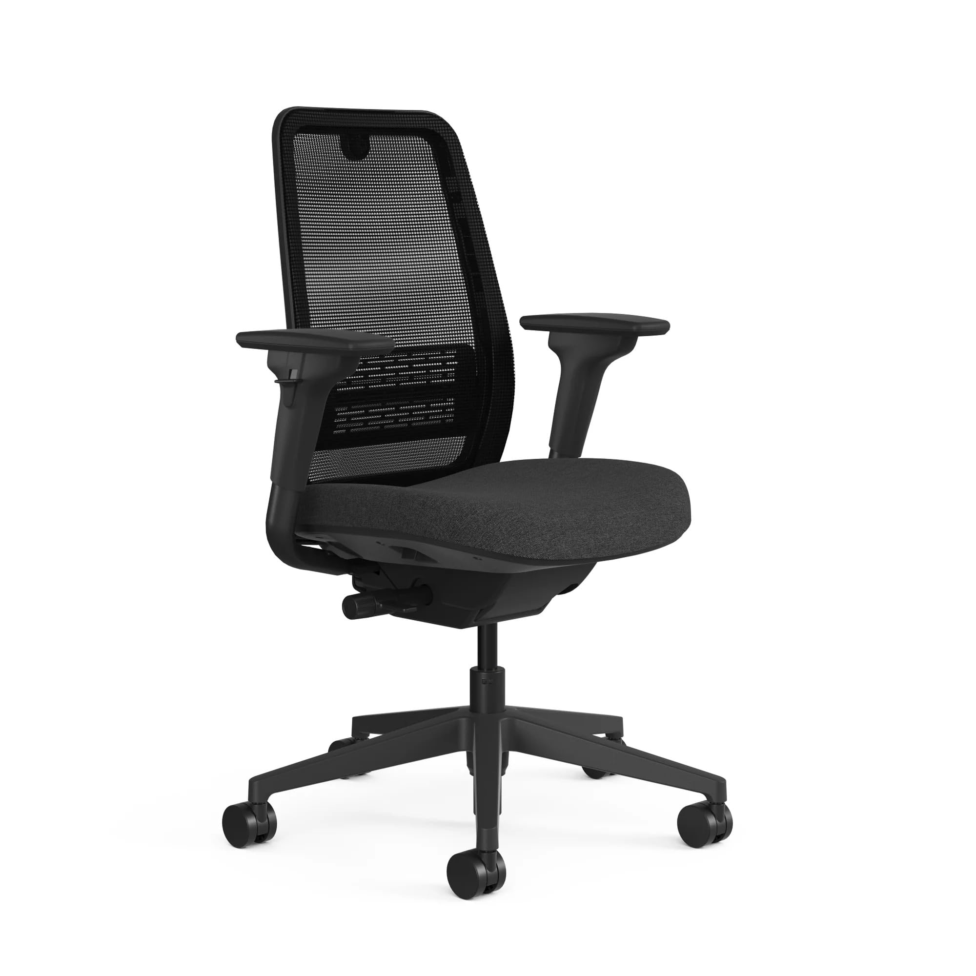 Steelcase Personality Plus Chair | 12-Years Warranty | DIY Assembly | Lumbar Support | Light Weight Chair | Supports up to 110 kg | Ergonomic Chair for Office and Home | Black Frame | Otto Ash Grey-image-1
