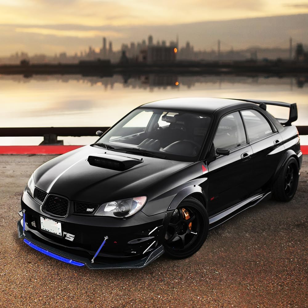 DREAMIZER Car Universal Front Bumper Lip 4pcs Body Kit Chin Spoiler Splitter Diffuser Protector Compatiable for Toyota Honda Nissan Hyundai and More (Blue and Blue)