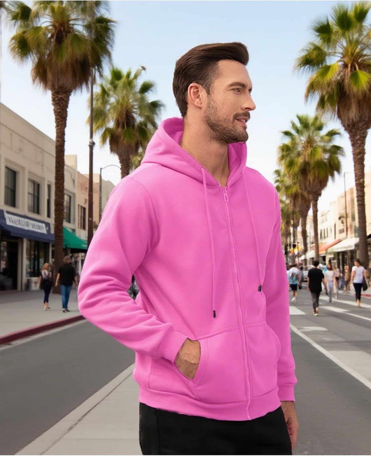 JIHUILAI Men's Fleece Hoodies with Zipper Lightweight Long Sleeve Active Mens Jackets Sports Full Zip Sweatshirts, S-3XL - Image 2