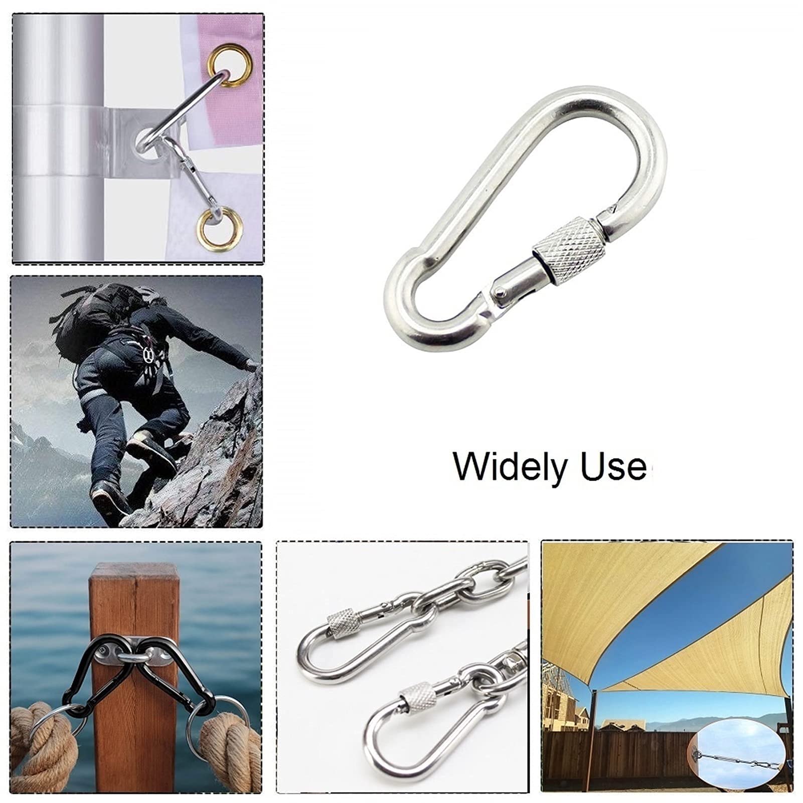Moschettone Marino in Acciaio Inossidabile con Gancio per sartiame Hardware Resistente per Gancio per Amaca, Strumenti di Ricambio