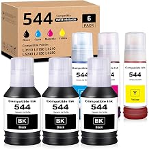 544 Ink Refill Bottles Compatible with T544120 T544220 T544320 T544420 Replacement for L1210 L1250 L3110 L3150 L3160 L3210 L3250 L3251 L3260 L5290 L5590 6 Pack
