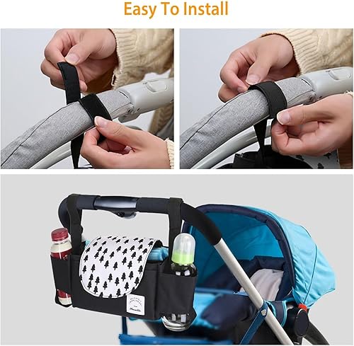 Miniatura 7 de Stroller Organizer with 6 Pockets, Universal Fit Stroller Caddy with Waterproof Oxford Fabric, Tree Pattern Stroller Bag for Bottles, Phone, Snacks,