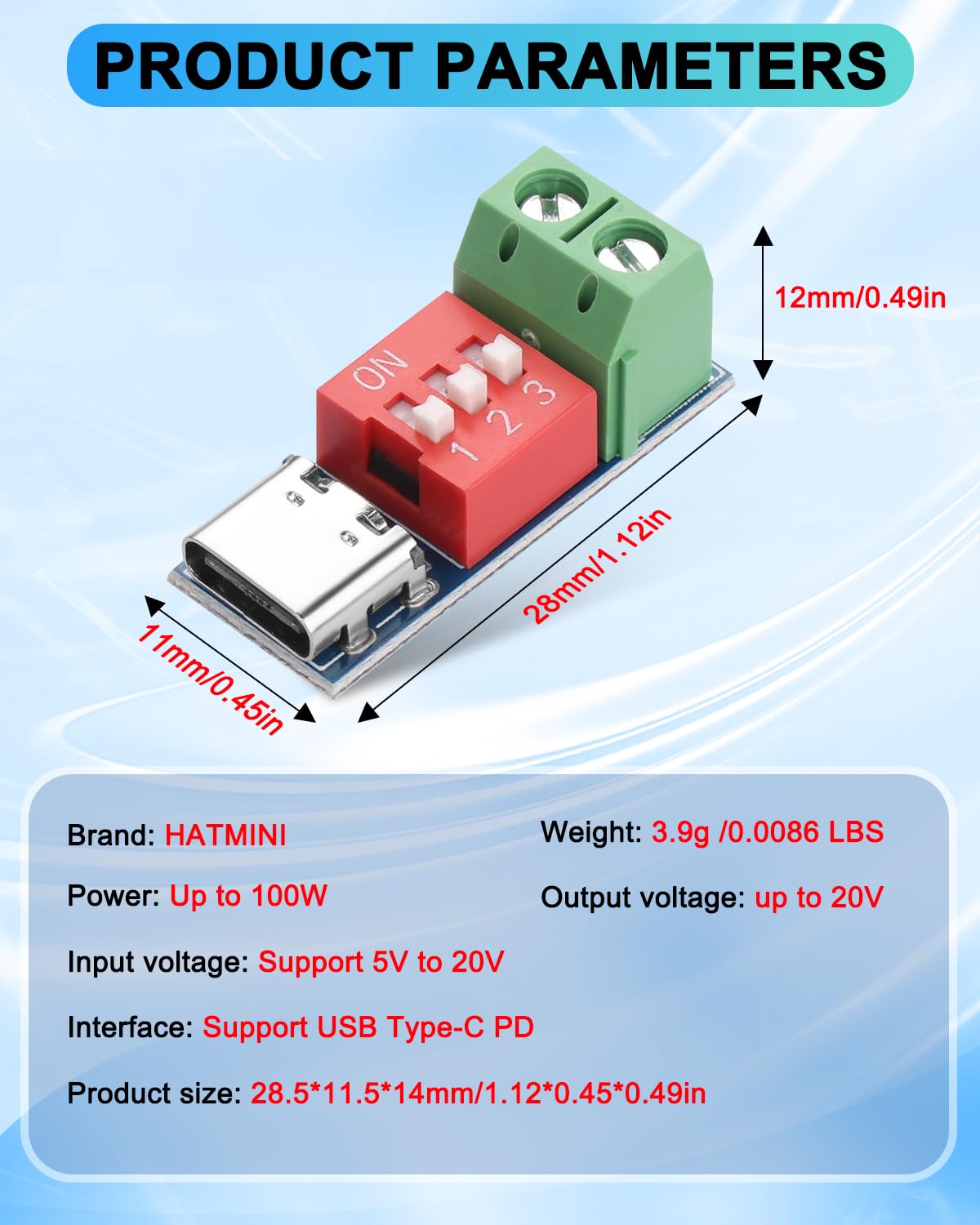 3 szt. USB-C PD/QC moduł płytki wyzwalającej, USB typu C do 5 V 9 V 12 V 20 V moduł Boost, adapter USB-C PD z regulowanym napięciem