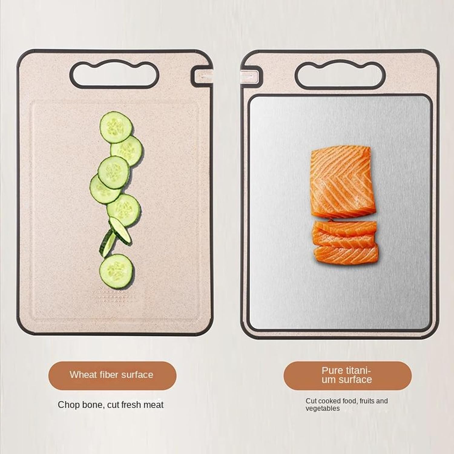 Titanium Cutting Board 2 In 1 Double Sided Pure Titanium And Wheat Straw PP With Juice Grooves, Grinding Area And Knife Sharpener Cutting Boards For Kitchen 16.5 Inches X 11.8 Inches