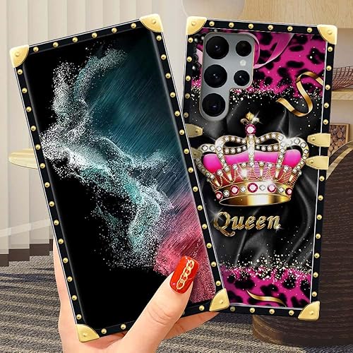 Miniatura 5 de Funda compatible con Samsung Galaxy S22 Ultra, J Crown Queen con estampado de leopardo de lujo, elegante, suave, TPU a prueba de golpes, protección