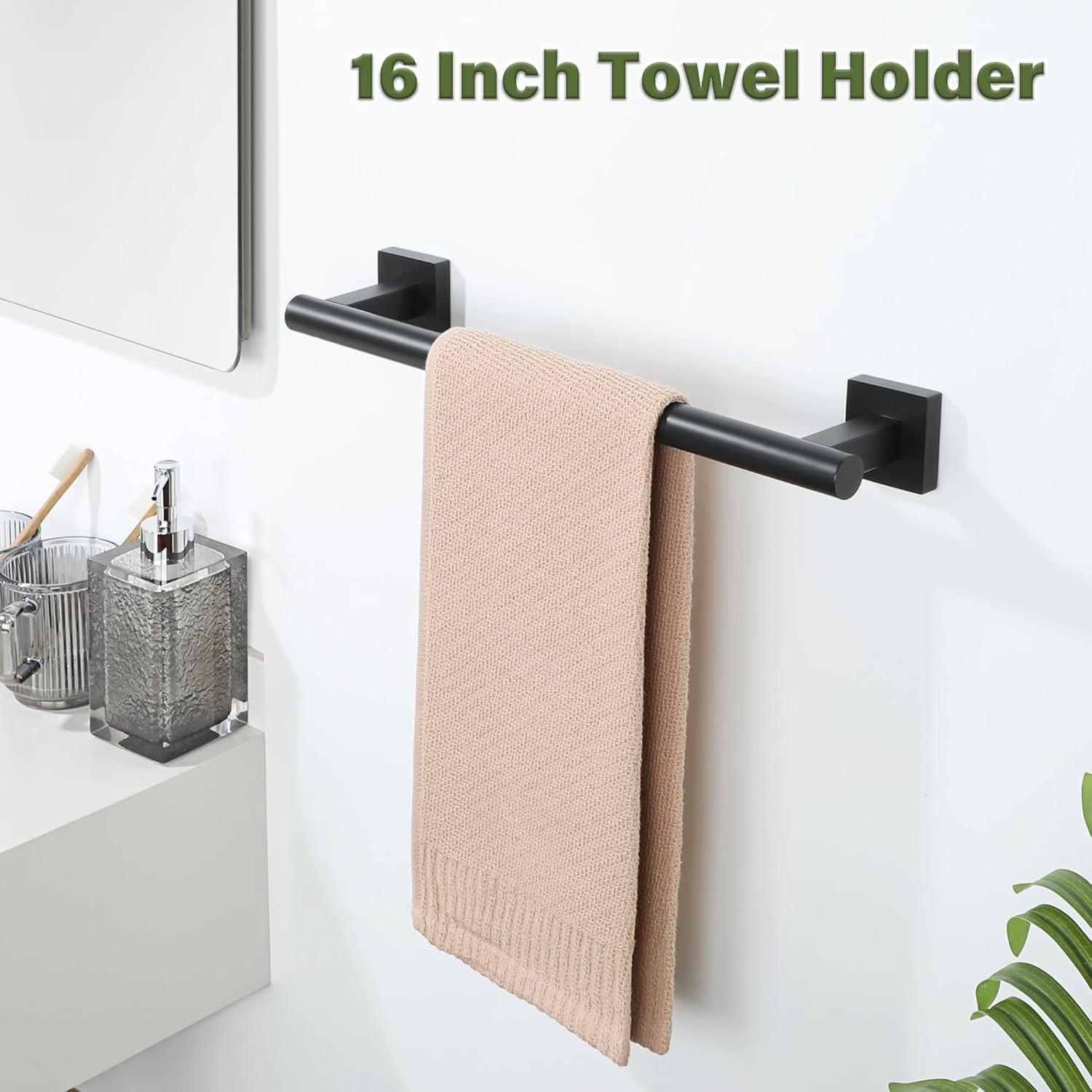 Alise Bathroom Towel Bar, 16 Inch Towel Racks for Bathroom, SUS304 Stainless Steel Hand Towel Holder Heavy Duty Towel Rack Wall Mounted Matte Black Towel Bar - Image 4