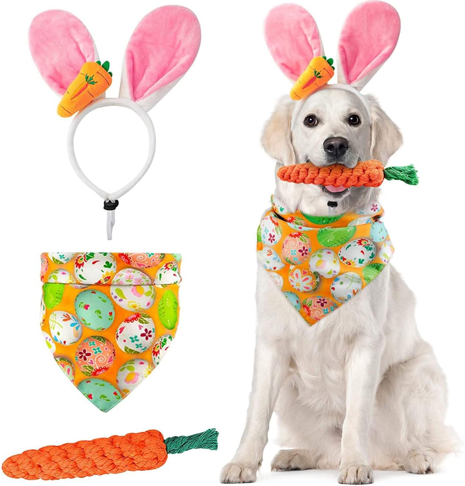Dog Easter Costume Cute Bunny Ears Headband Easter Eggs