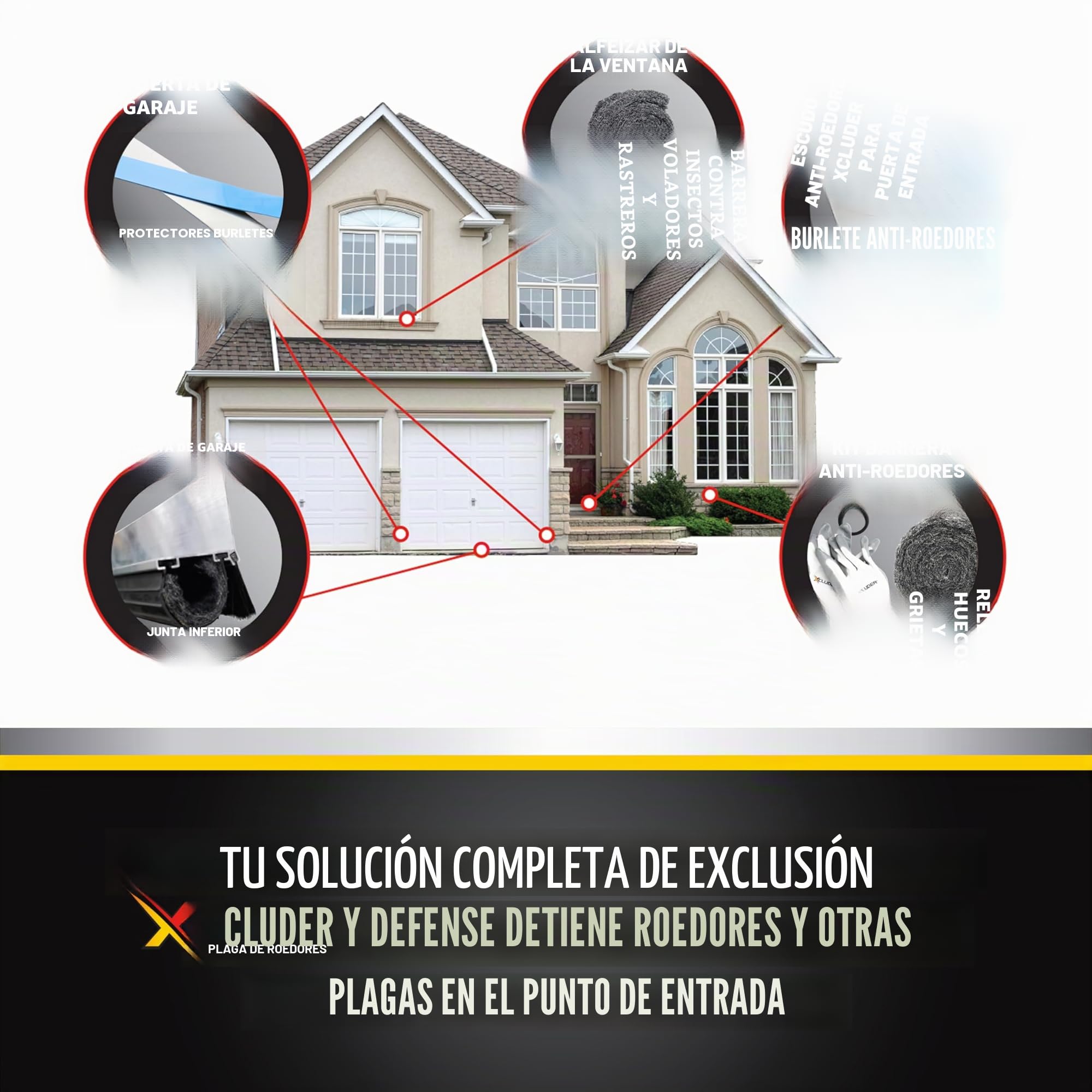 Xcluder Barrido de puerta de perfil bajo, aluminio, sella roedores y plagas, sellado mejorado contra la intemperie, fácil de instalar; sello de puerta protector de roedores; barrido de puerta a prueba